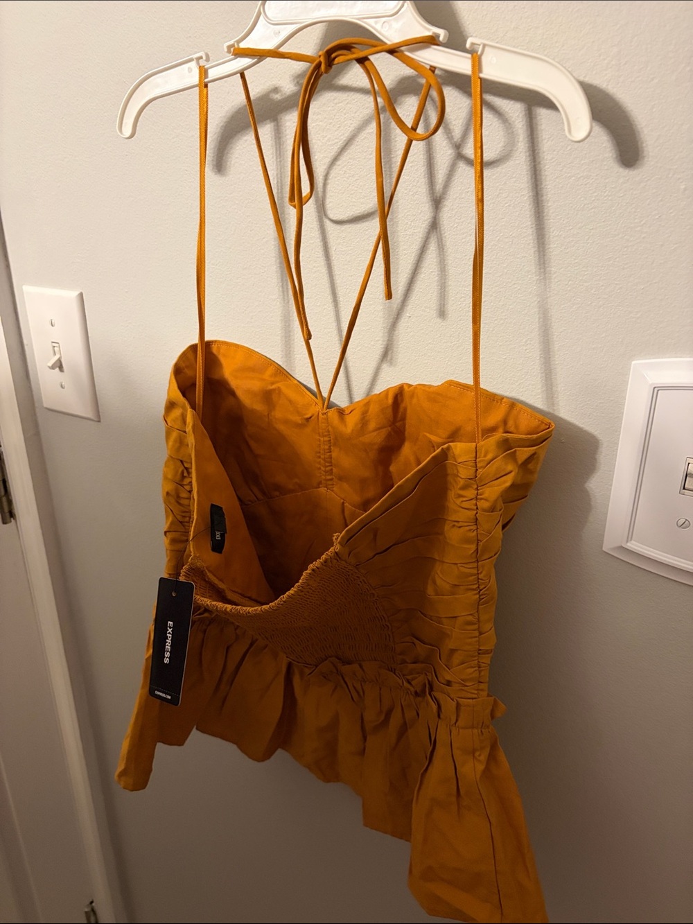 Express Mustard Ruffle Halter Tank🌼 - Picture 6 of 6